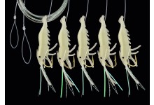 DEGA Meeres Vorfach mit Mini Shrips selbstleuchtend 0,5 mm 5 Shrimp Angelköder Hakengröße 1/0 ideal für viele Fischarten 